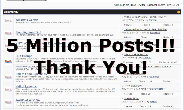 5 Million Forum Posts! - KillTheCan.org